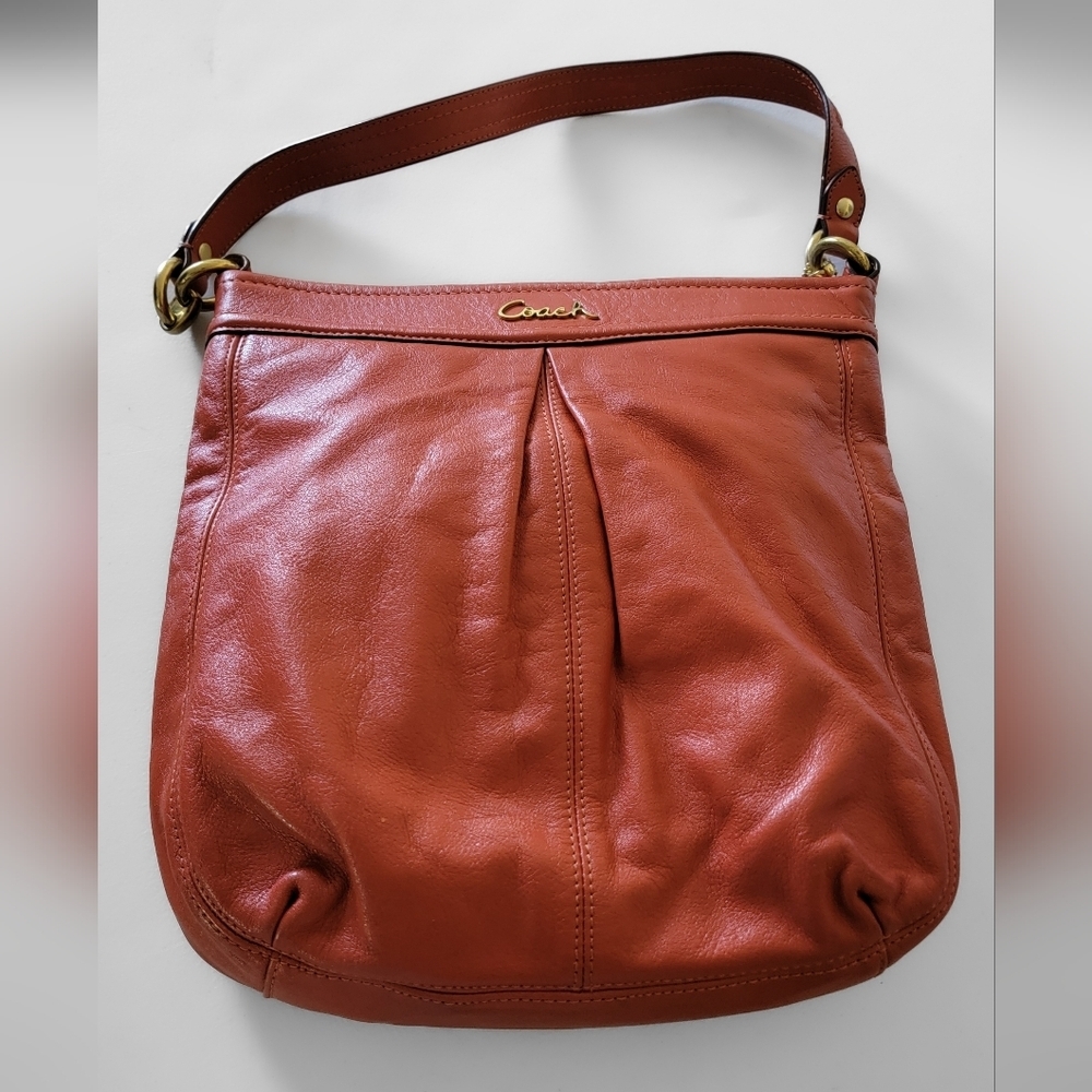 Coach Leather Shoulder Bag in Warm Orange